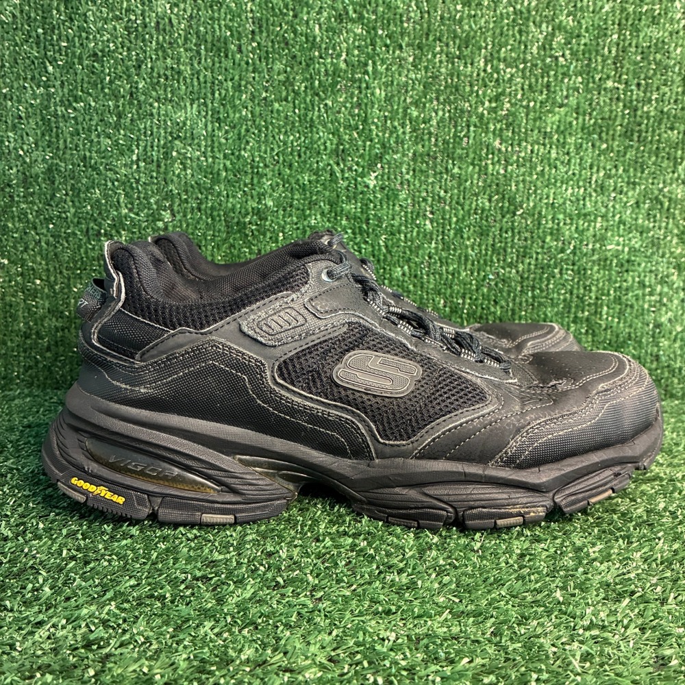 Skechers Vigor 3.0 Leather Mesh Goodyear Outsole Sneaker Black Mens Size 10 Wide